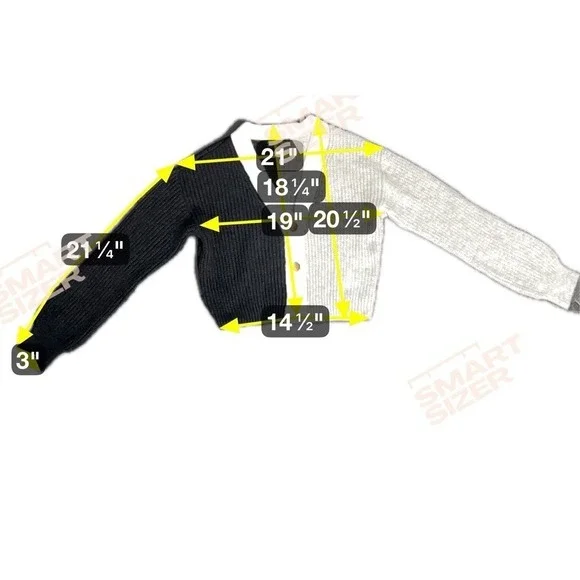 Almost Famous Women Medium Colorblock Crop Cardigan Sweater Black‎ White RAE1662 - Picture 8 of 9